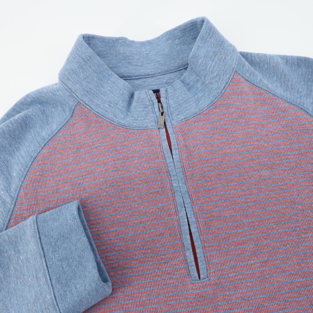 Fish Hippie Men's Long Sleeve Quarter Zip Pullover Shirt Size‎ L Blue Red Stripe